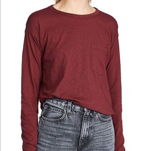 NWT Rag & Bone/JEAN Women's The Cropped Long Sleeve Tee - black cherry